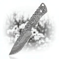 Damascus Outdoor Knife – Leather Scabbard EDC Knife-0