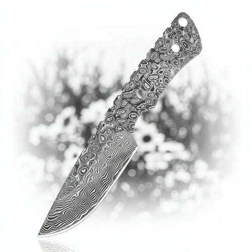 Damascus Outdoor Knife – Leather Scabbard EDC Knife-0