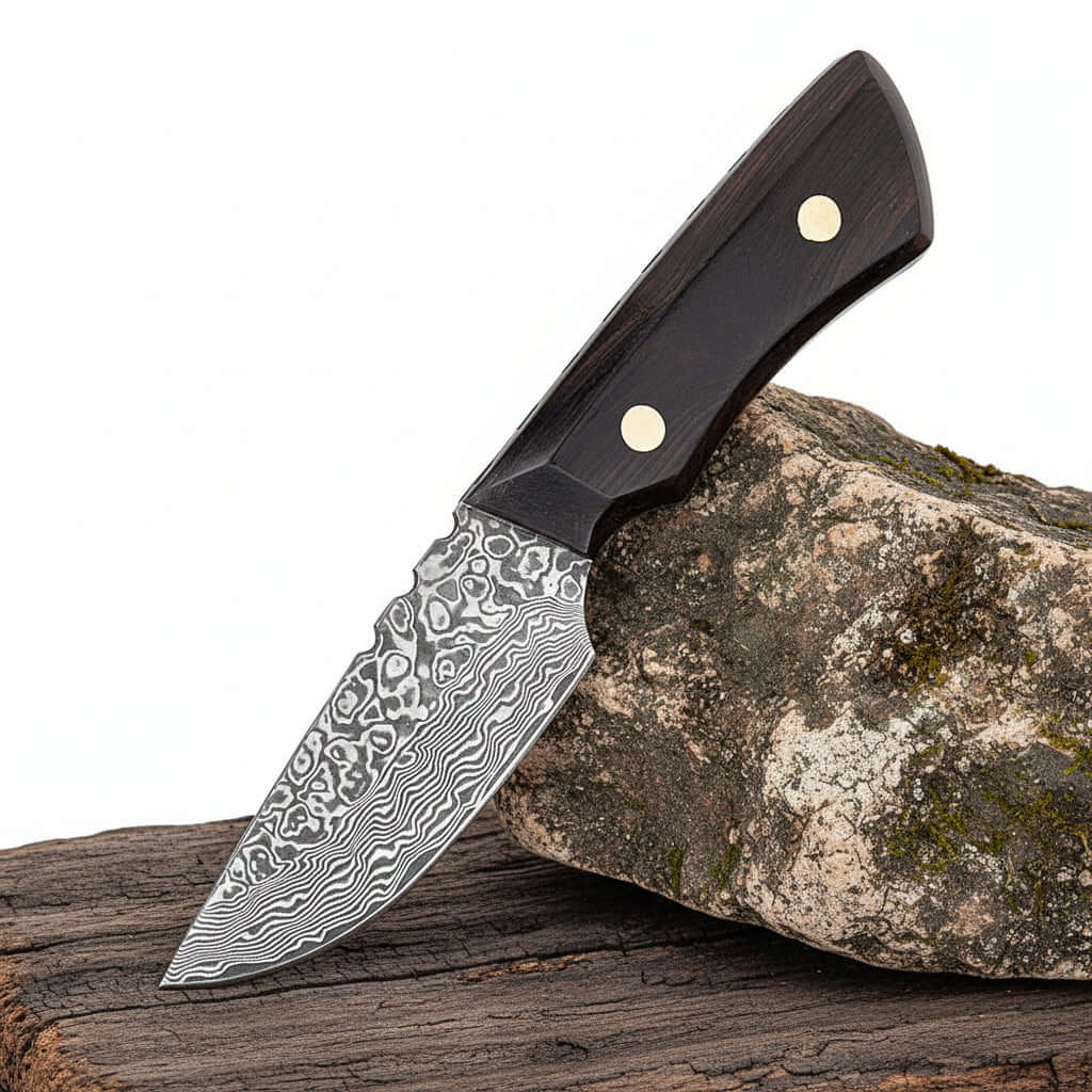 Damascus Outdoor Knife – Leather Scabbard EDC Knife-3