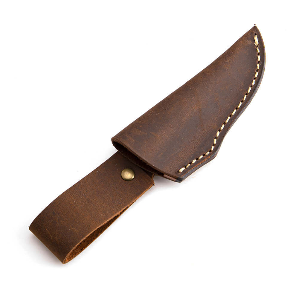 Damascus Outdoor Knife – Leather Scabbard EDC Knife-4