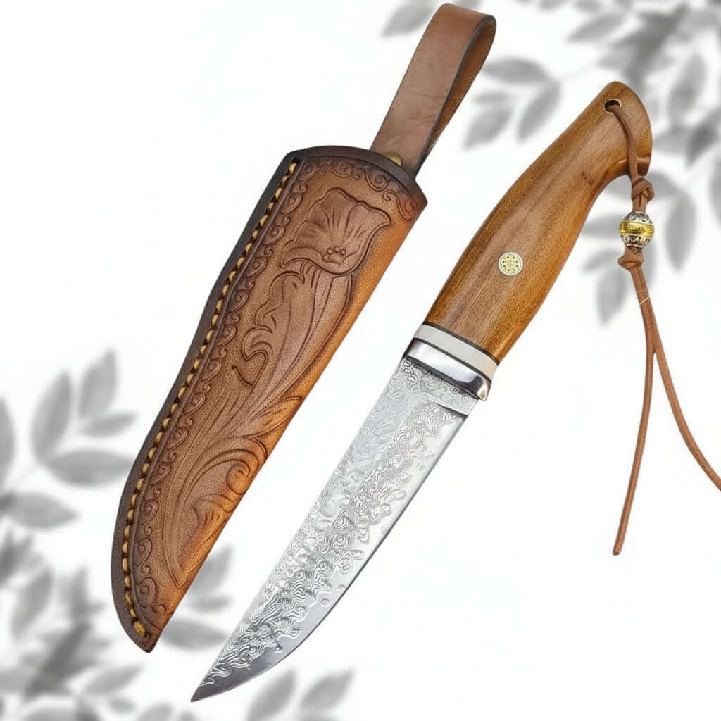 Damascus Steel Folding Knife – Handmade EDC Pocket Knife for Men | Ironwood Handle Gift Knife-0