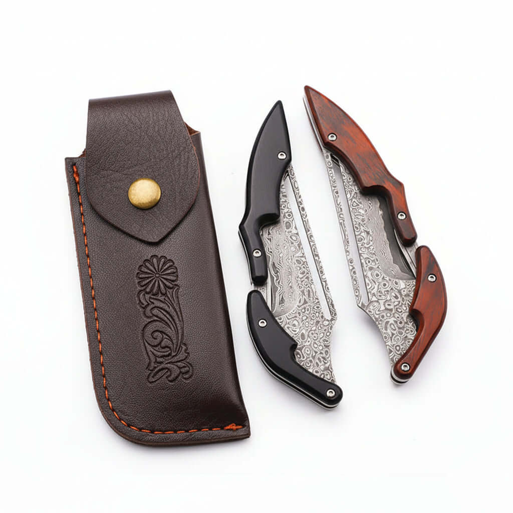 Damascus Steel Folding Knife – High Hardness Self-Defense Pocket Knife for Men | EDC Survival Knife-4
