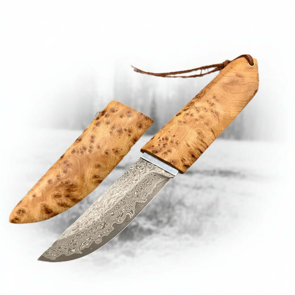 Damascus VG10 Short Knife – Outdoor EDC Camping Knife-0