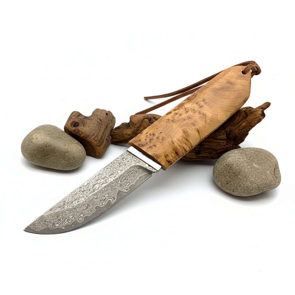 Damascus VG10 Short Knife – Outdoor EDC Camping Knife-1