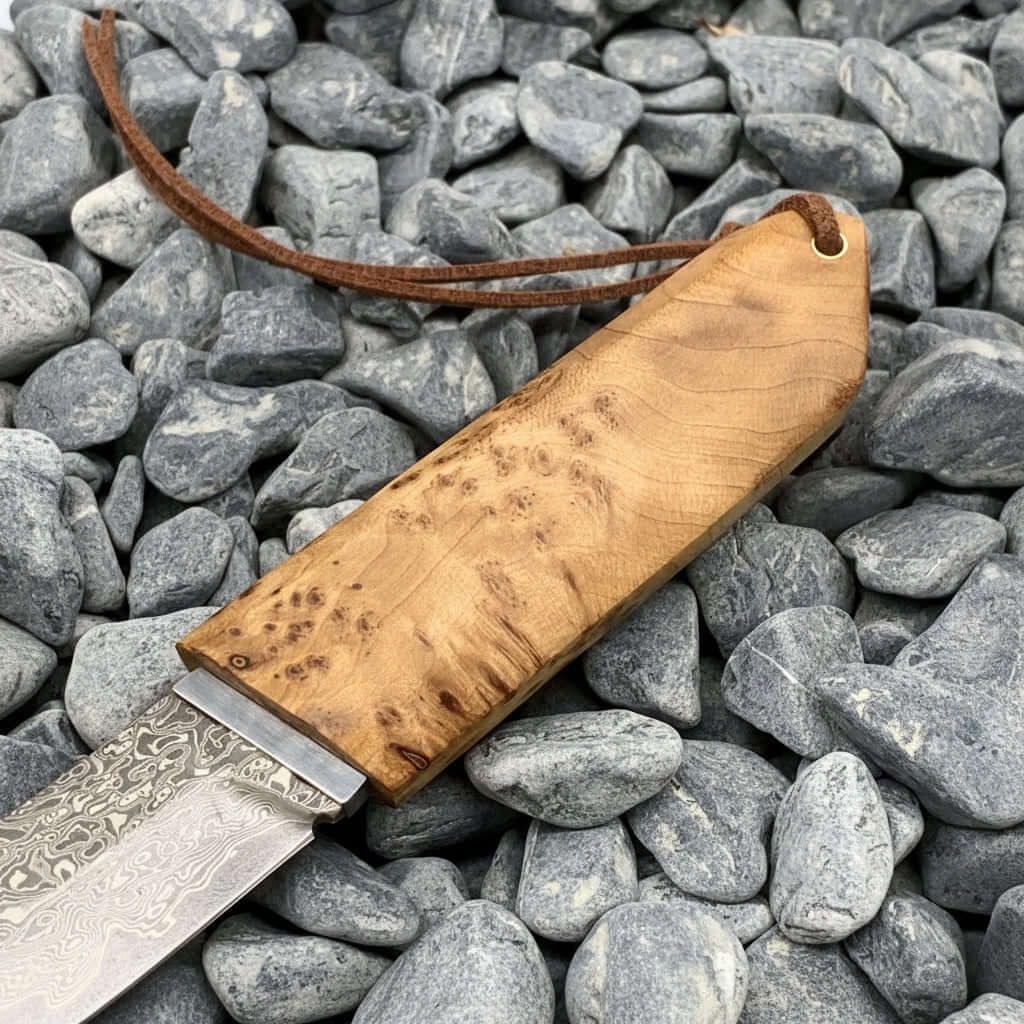 Damascus VG10 Short Knife – Outdoor EDC Camping Knife-4
