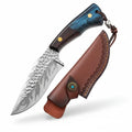 Damascus outdoor fixed blade knife Outdoor Knife with Leather Sheath-0