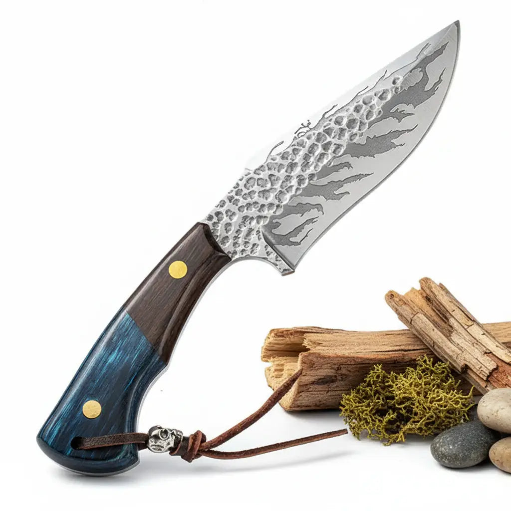 Damascus outdoor fixed blade knife Outdoor Knife with Leather Sheath-2