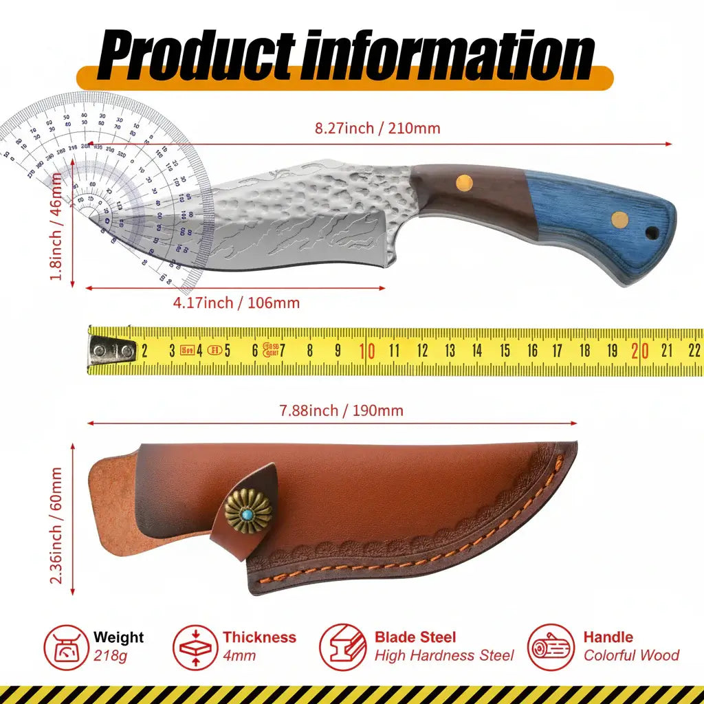 Damascus outdoor fixed blade knife Outdoor Knife with Leather Sheath-3
