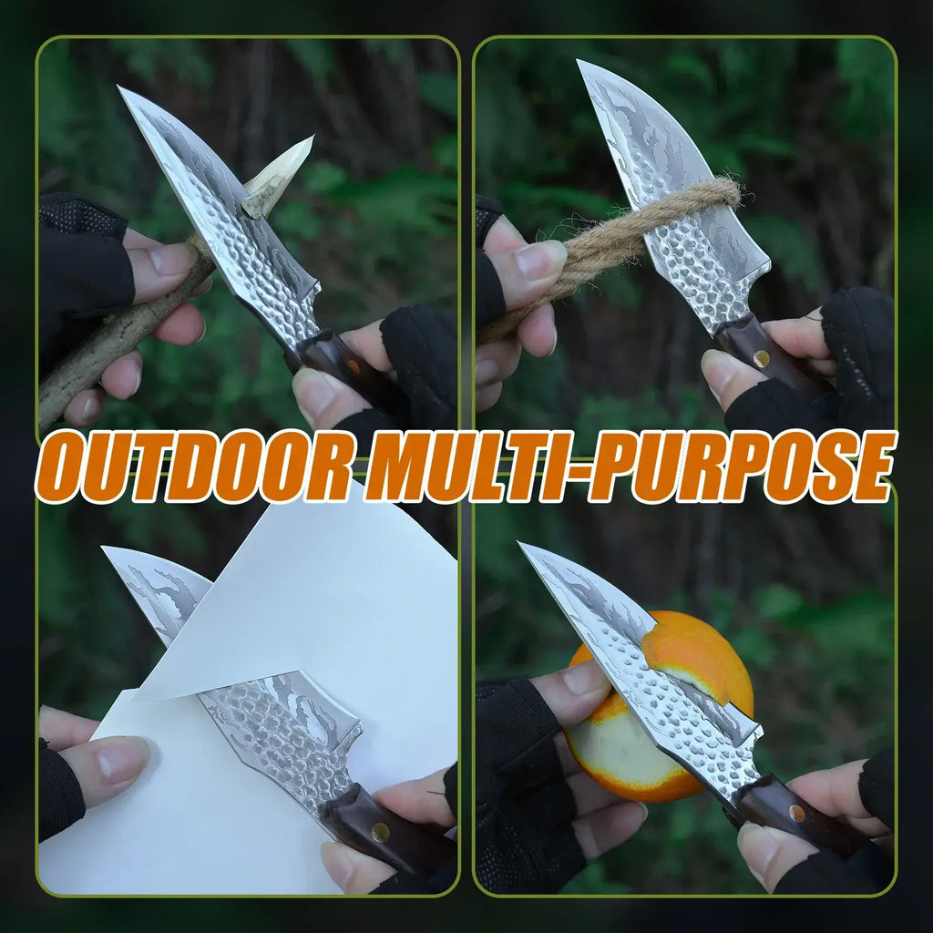Damascus outdoor fixed blade knife Outdoor Knife with Leather Sheath-4